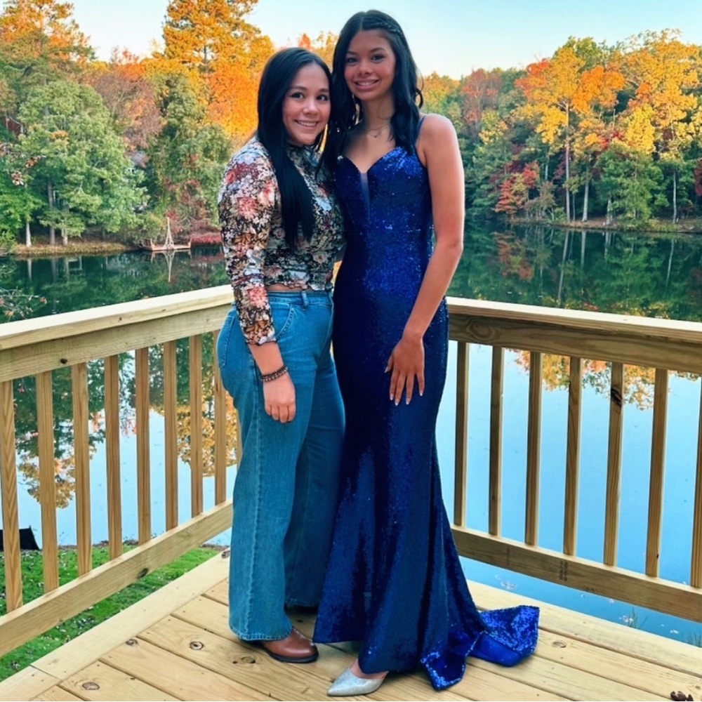 B Darlin Royal Blue Sequin Prom Dress